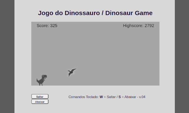 Dinosaur Game JS by Marcos Melo